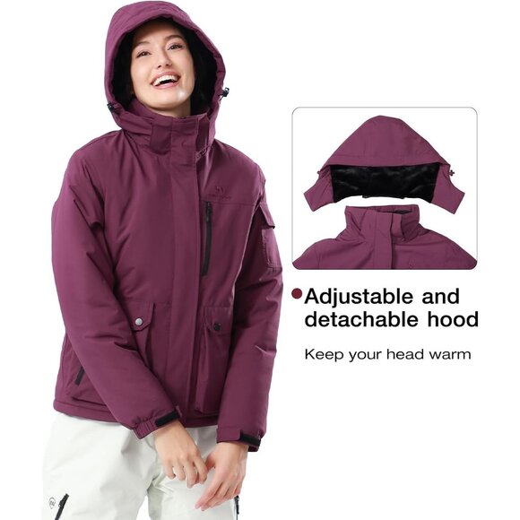 Stylish Women's Purple Ski Jacket - Warm, Waterproof, and Windproof for Winter - Picture 4 of 7